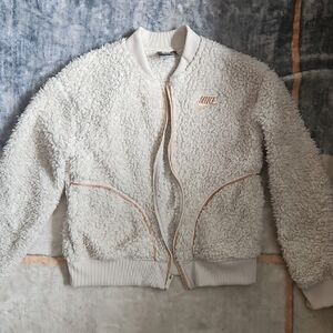 Nike Cream Sherpa Jacket Sz L Kids